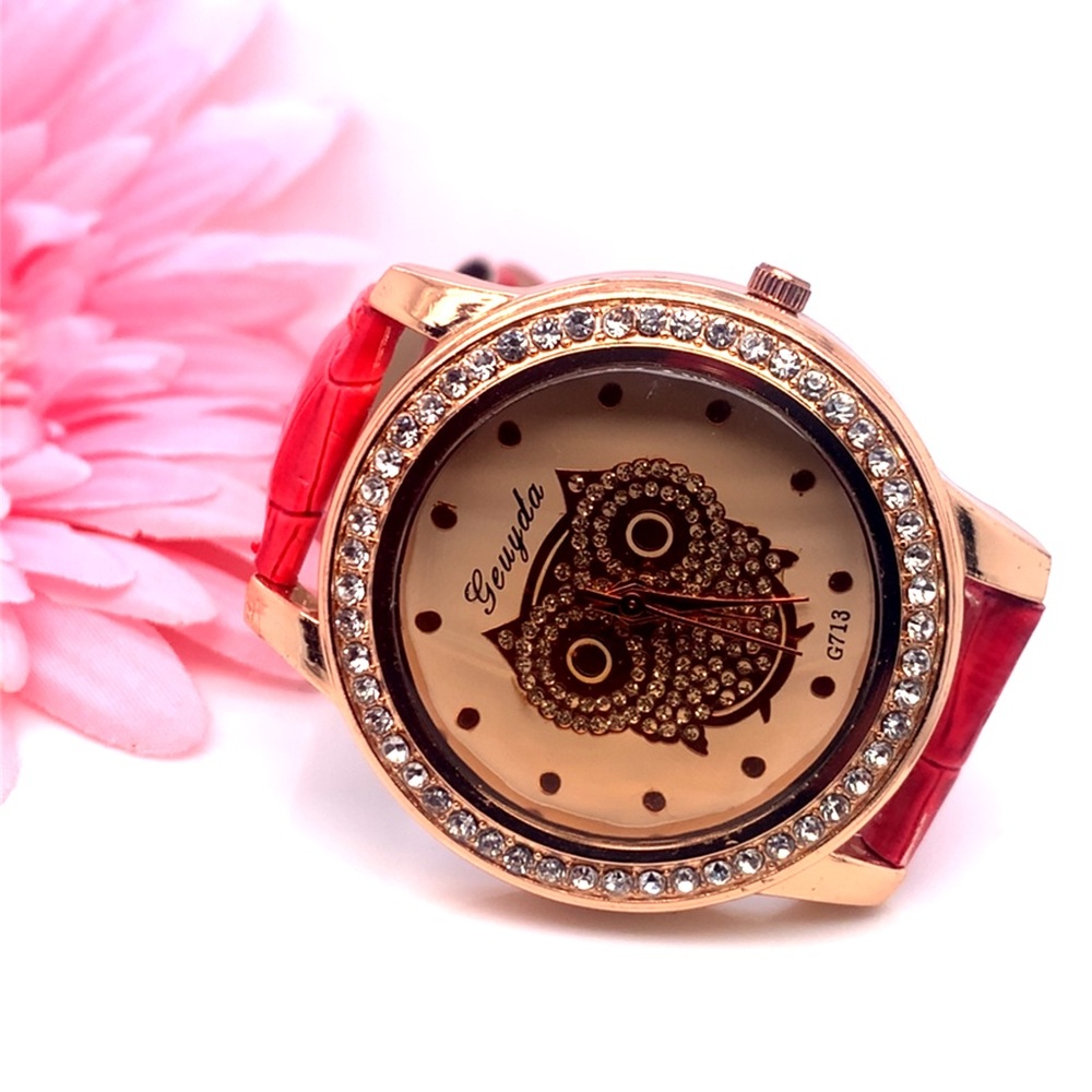 Women's Red Watch with Crystal Accents